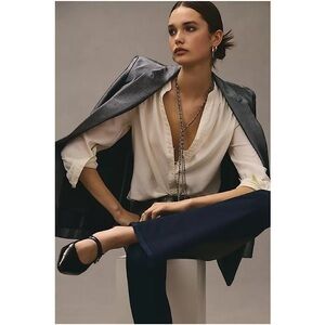 ANTHROPOLOGIE-CLOTH & Stone Sunshine Yellow 100% Linen Button Down